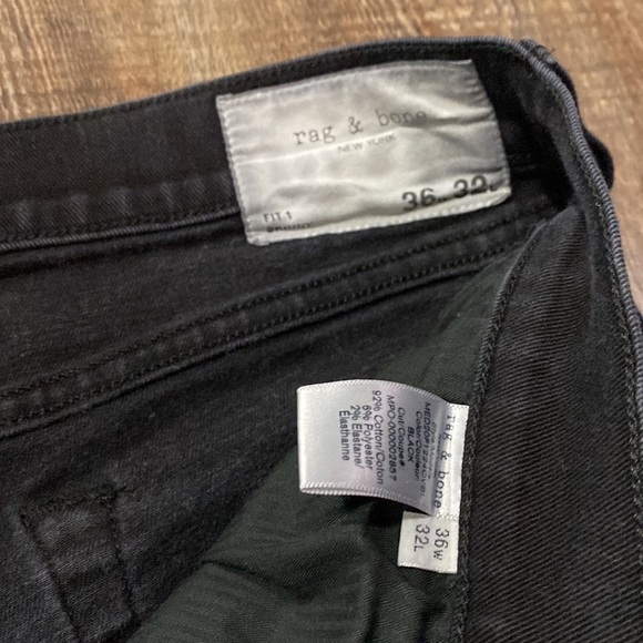 Rag & Bone Fit 1 Skinny Black 36/32 - Picture 5 of 6
